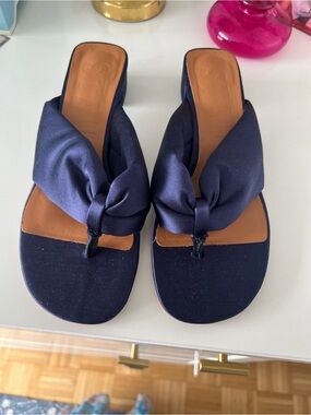 Staud Navy Silk heeled sandal 37